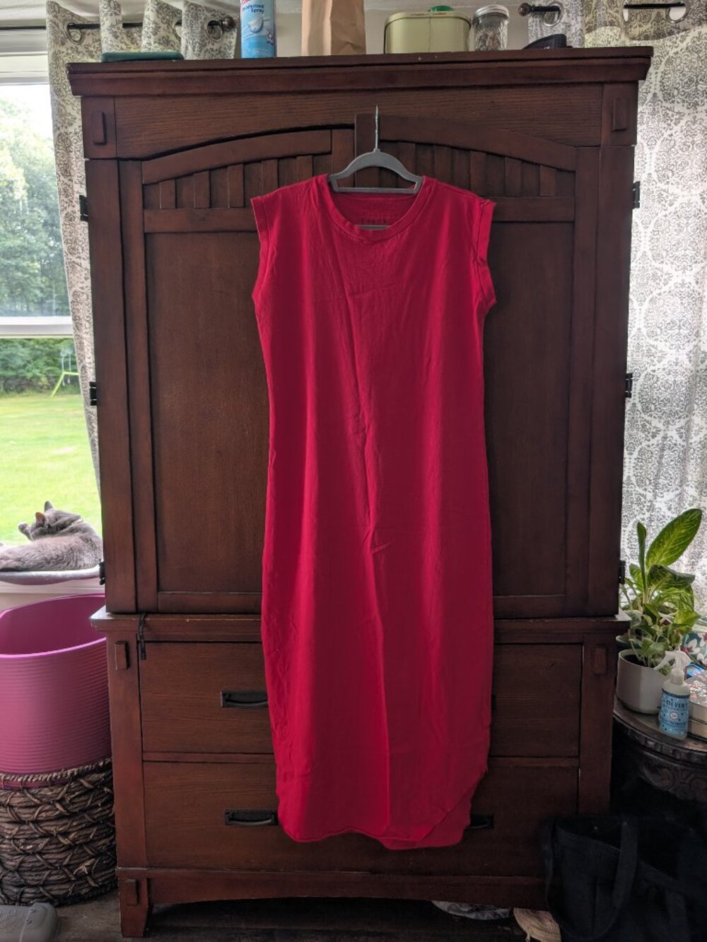 Red shirt dress